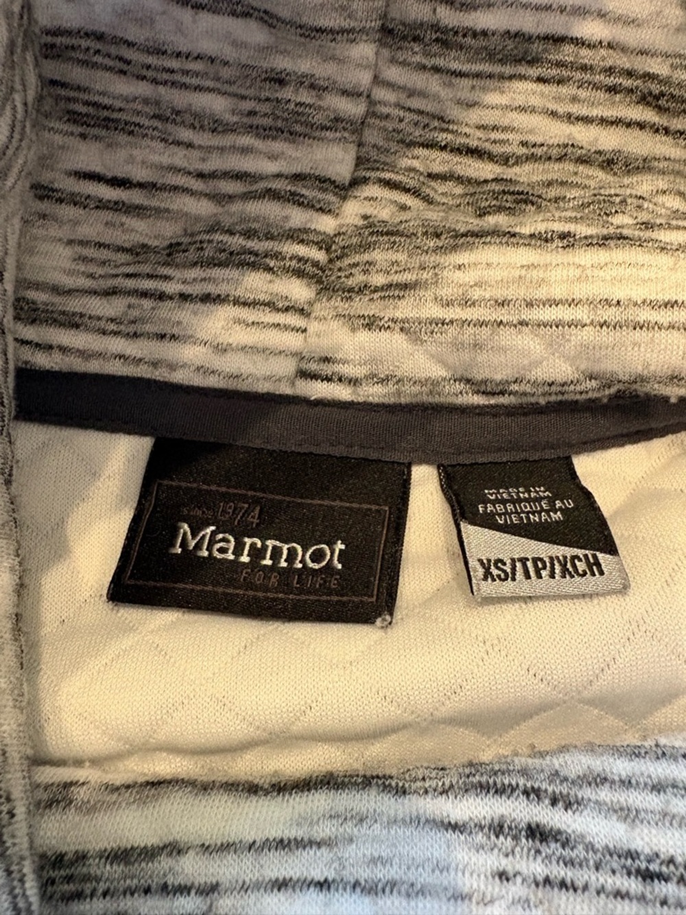 Marmot Pullover Sweatshirt Women’s XS Gray Space Dye Funnel Neck Thumbholes - Picture 3 of 14